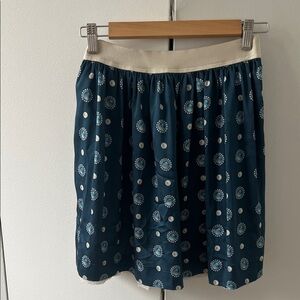 NWT Italy MonnaLisa Teal and Cream Patterned A-Line Skirt sz 12